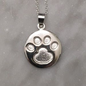 Sterling silver paw print sterling silver necklace
